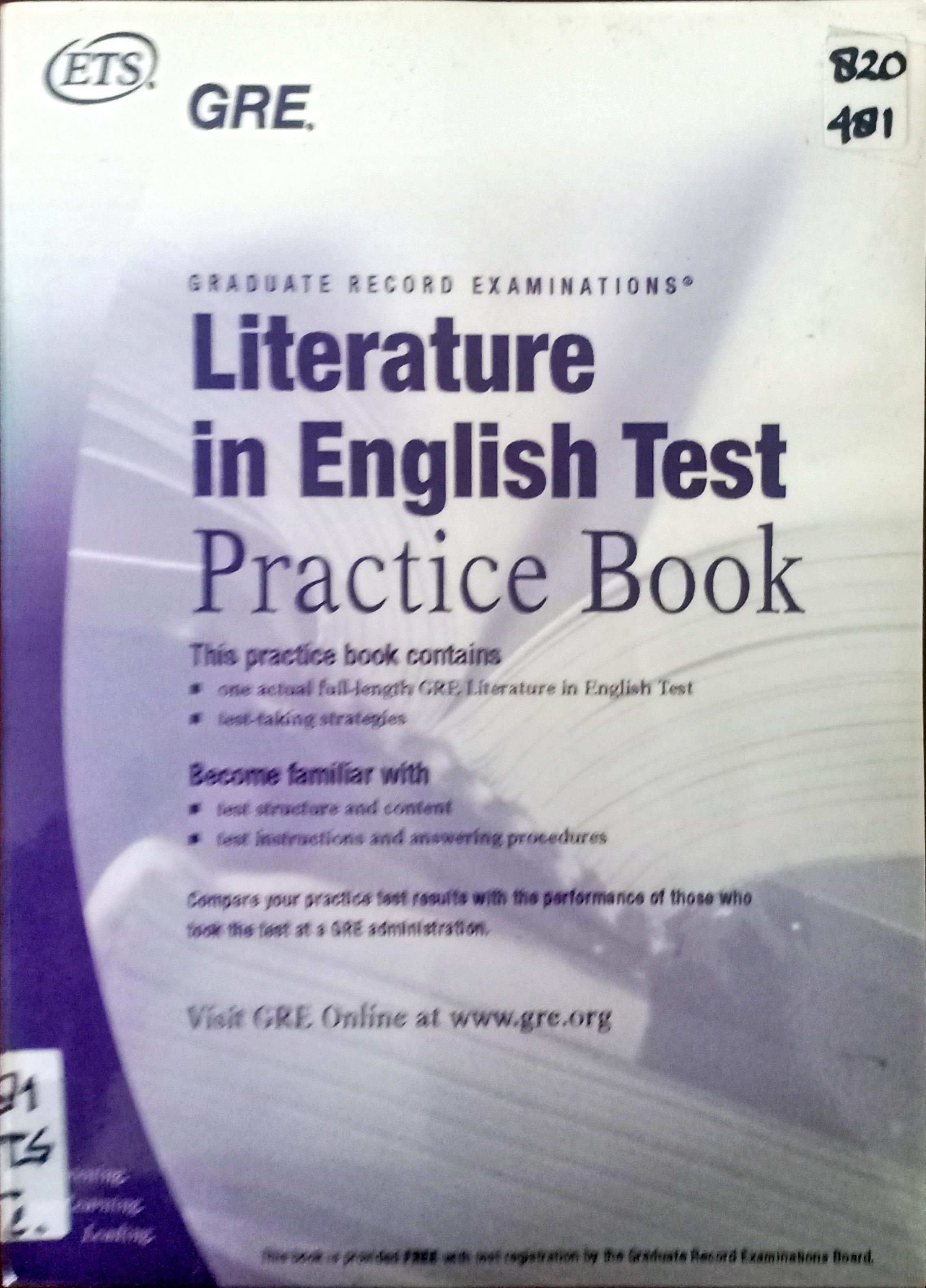 Cover Literature in English Test Practice Book